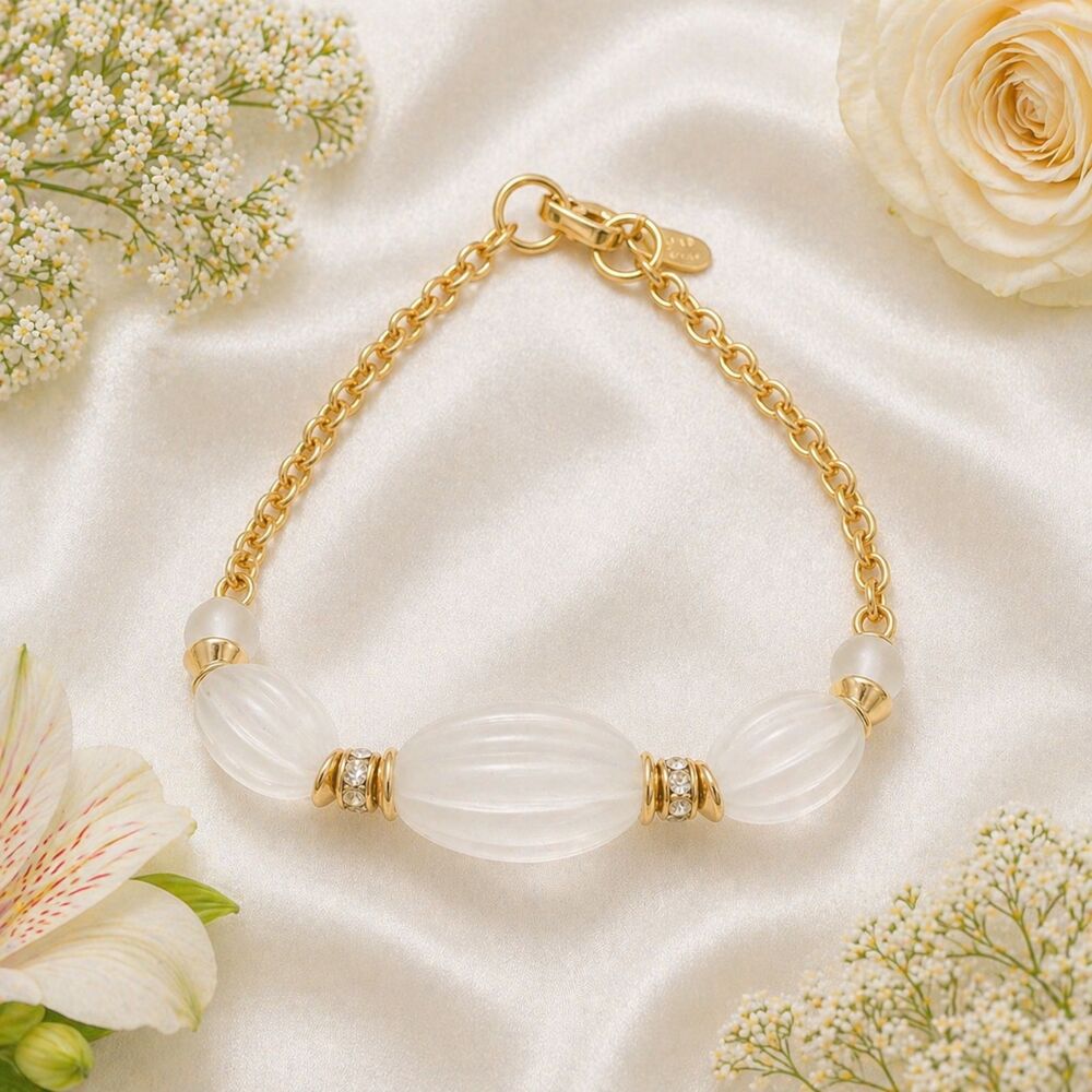 PARK LANE Frosted Bead Gold Tone Bracelet